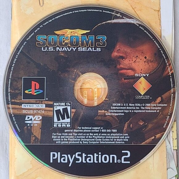 Socom 3: U.S. Navy Seals Sony PlayStation 2 PS2 Game Disc & Manual Only Tested W - Picture 2 of 4